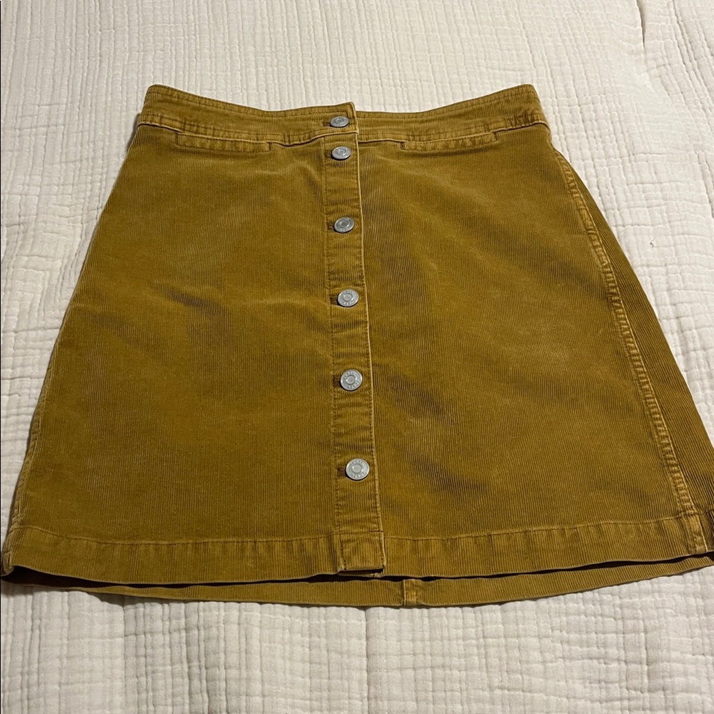 J. Crew Khaki/Gold Corduroy Skirt